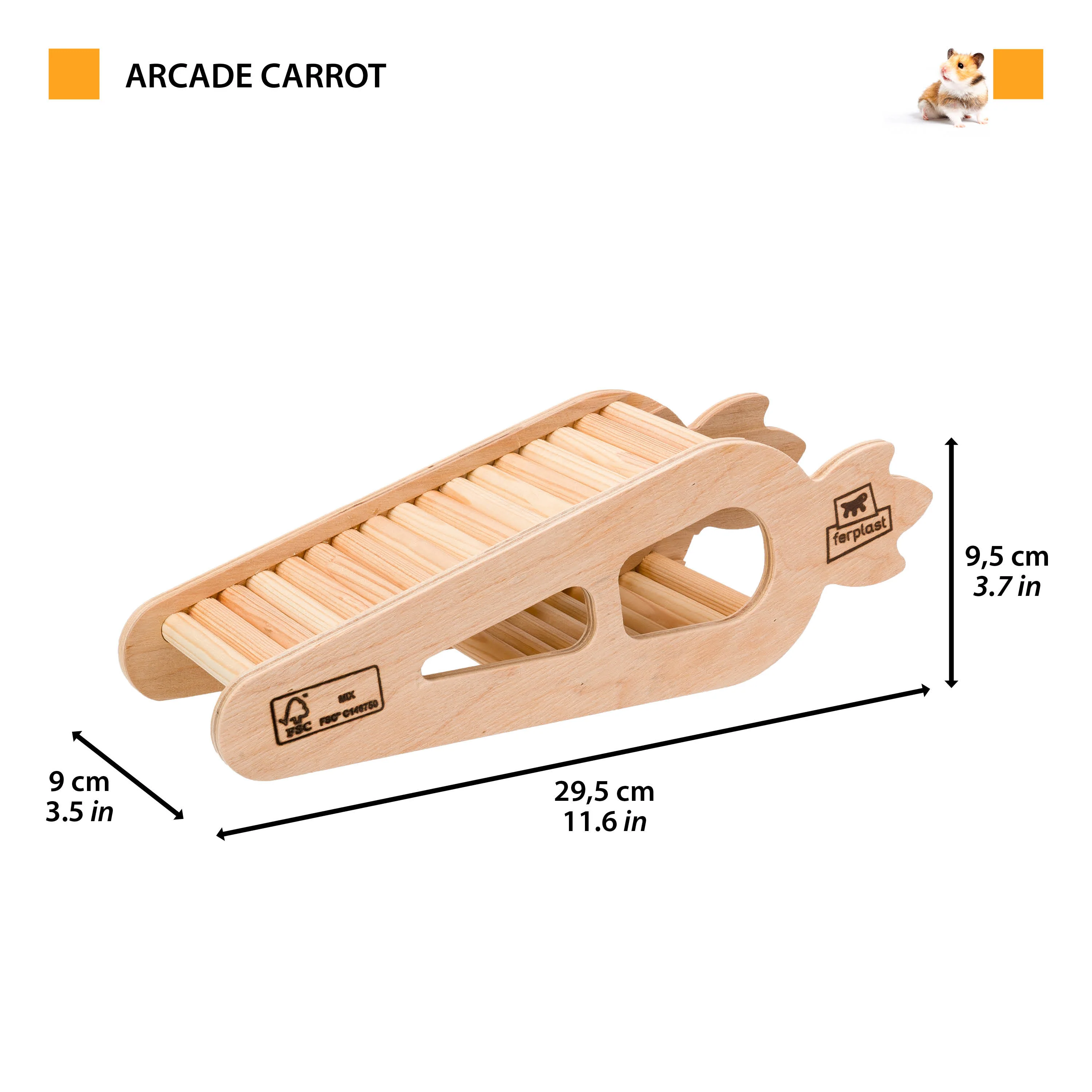 ARCADE CARROT Wooden hamster toy - Image 2