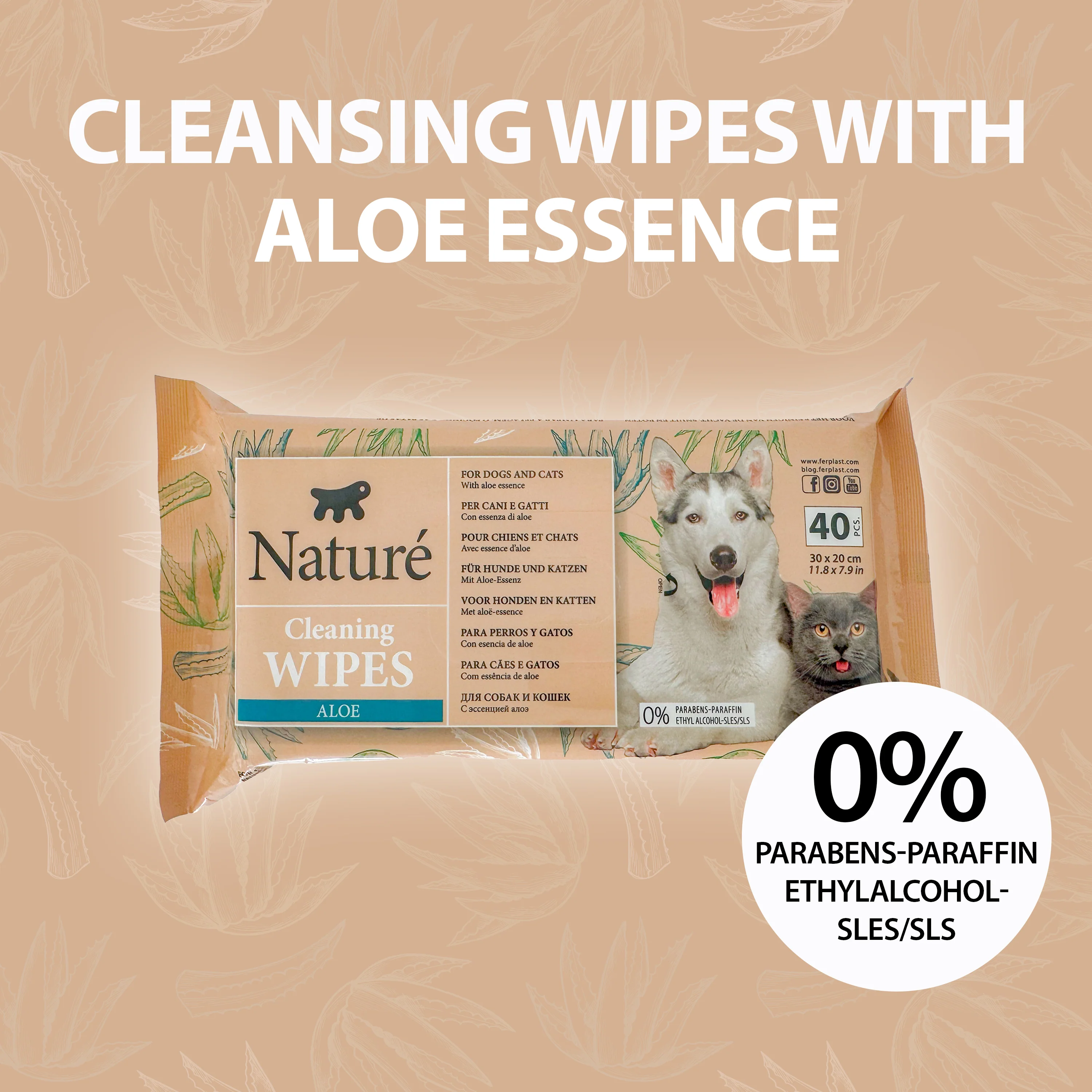 ALOE VERA DOG AND CAT WIPES NATURÉ (X40) - Image 3
