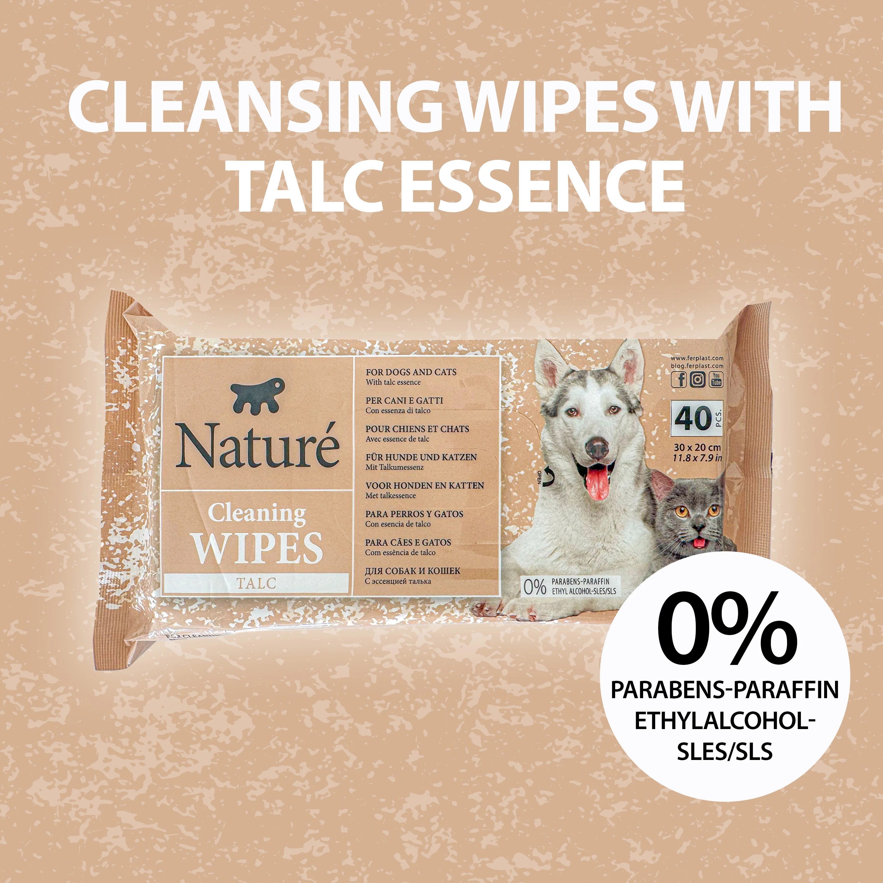 TALC DOG AND CAT WIPES NATURÉ (X40) - Image 3